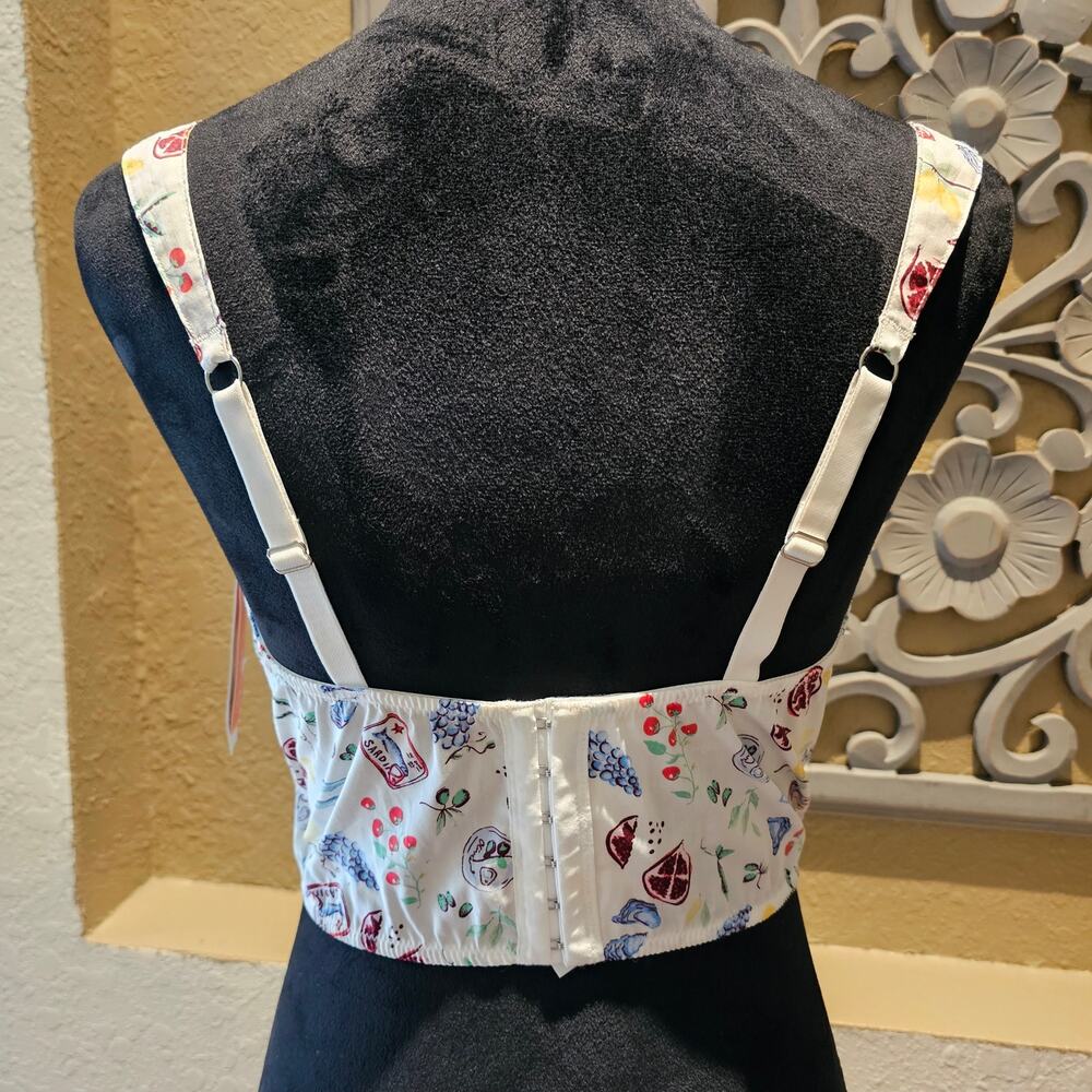 Closie NWT L Fruit Print Bustier Crop Top Cottagecore Coquette Summer Corset - Picture 3 of 13